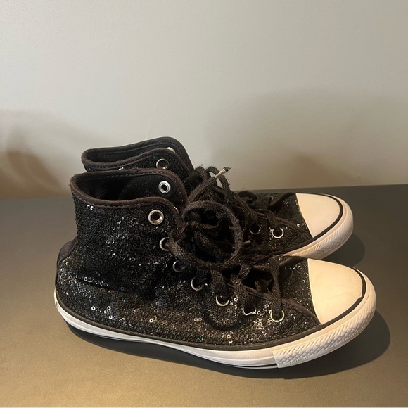 Converse all star chuck Taylor sequin black sneakers womens size 7 - Picture 3 of 6